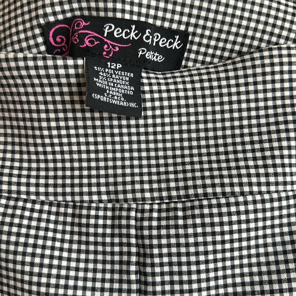 💖Peck n Peck blk/wht gingham check pull on stretch pant - Picture 4 of 5